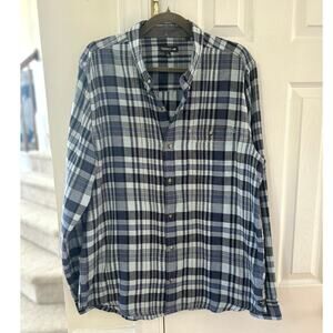 Toad & Co Airsymth Blue Plaid Button Down Long Sleeve Shirt